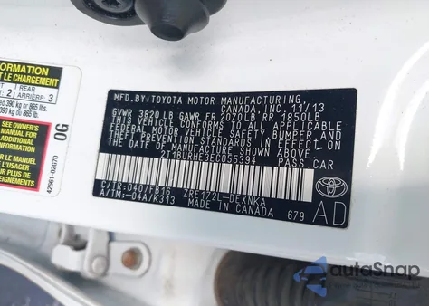 2014 Toyota Corolla Le z USA, uszkodzony, nr VIN 2T1BURHE3EC055394